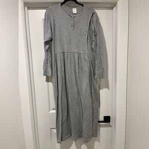 BREAST IS BEST grey maternity and nursing midi dress with front pockets , size M
